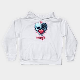 Dark You Complete Me V1 - Soulful Heart Art for Valentine's Kids Hoodie